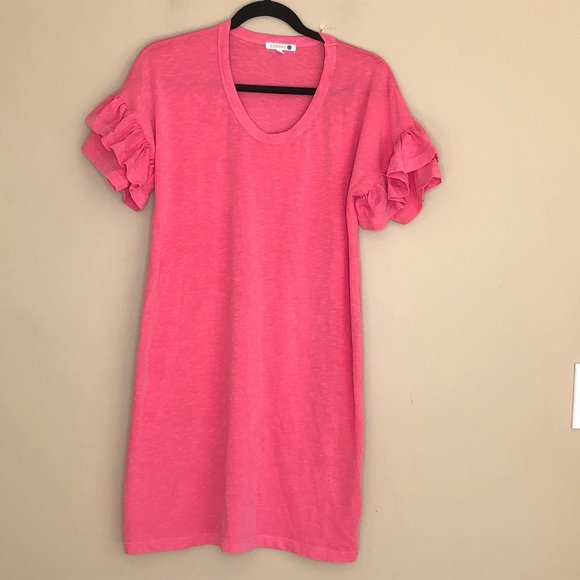 Sundry Short Sleeve Ruffle Shirt Dress NEW - Picture 3 of 12